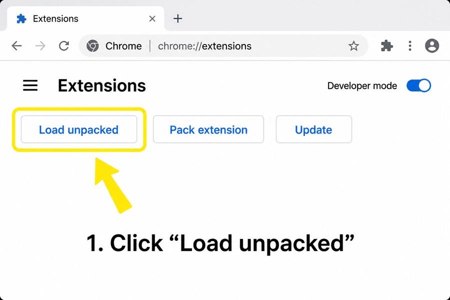 Load unpacked button highlighted