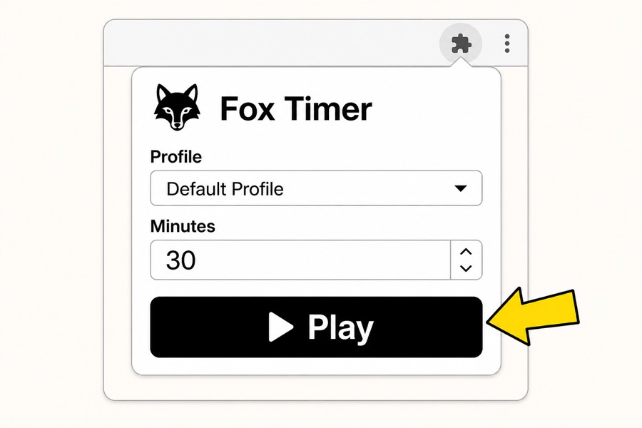 Fox Timer popup with Play button